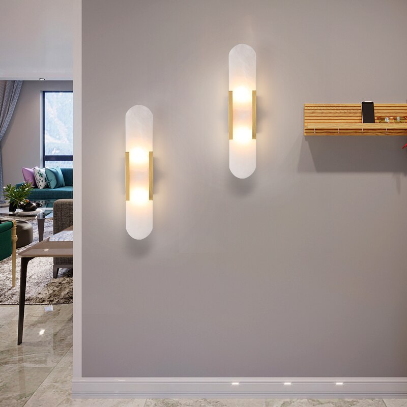 Velmara – Wandlamp luxe marmer & koperen afwerking warm LED