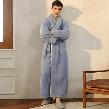 Velora – Badjas van coral fleece met shawlkraag en zakken