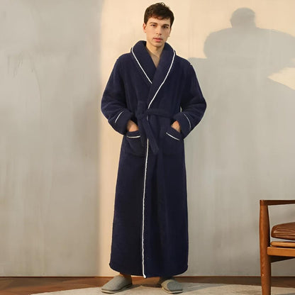 Velora – Badjas van coral fleece met shawlkraag en zakken
