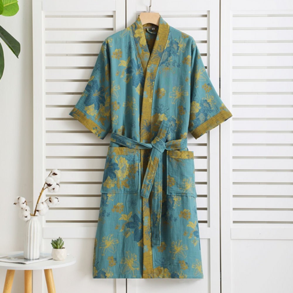Velouri – Katoenen Badjas Dubbel Gauze met Retro Dessin