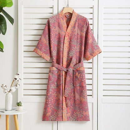 Velouri – Katoenen Badjas Dubbel Gauze met Retro Dessin