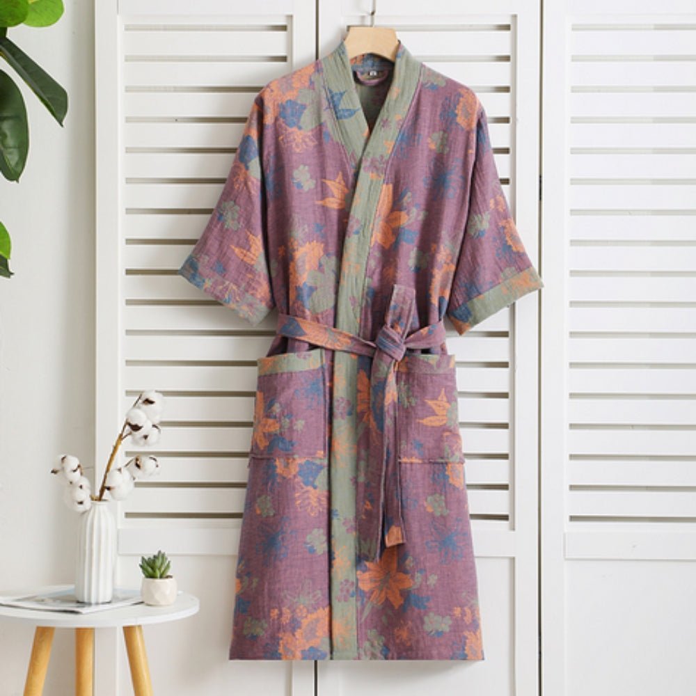 Velouri – Katoenen Badjas Dubbel Gauze met Retro Dessin