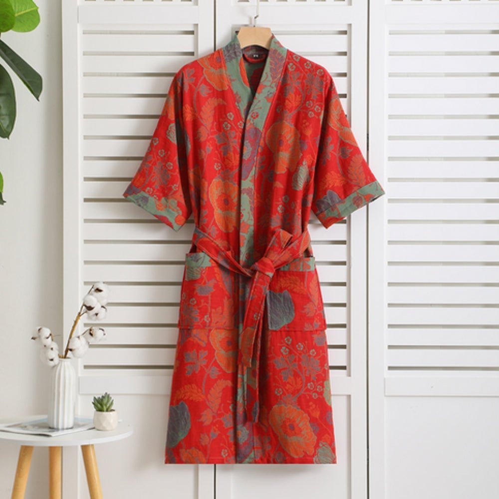 Velouri – Katoenen Badjas Dubbel Gauze met Retro Dessin