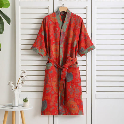 Velouri – Katoenen Badjas Dubbel Gauze met Retro Dessin