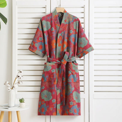 Velouri – Katoenen Badjas Dubbel Gauze met Retro Dessin