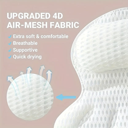 Velvano – Badkussen met 4D mesh en antislip zuignappen