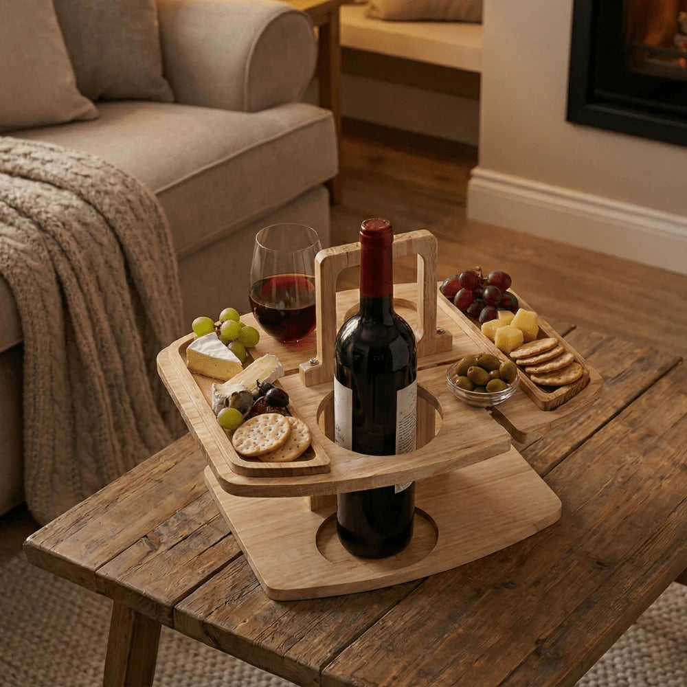Draagbare Houten Wijntafel Voor Picknick En Wijnmomenten