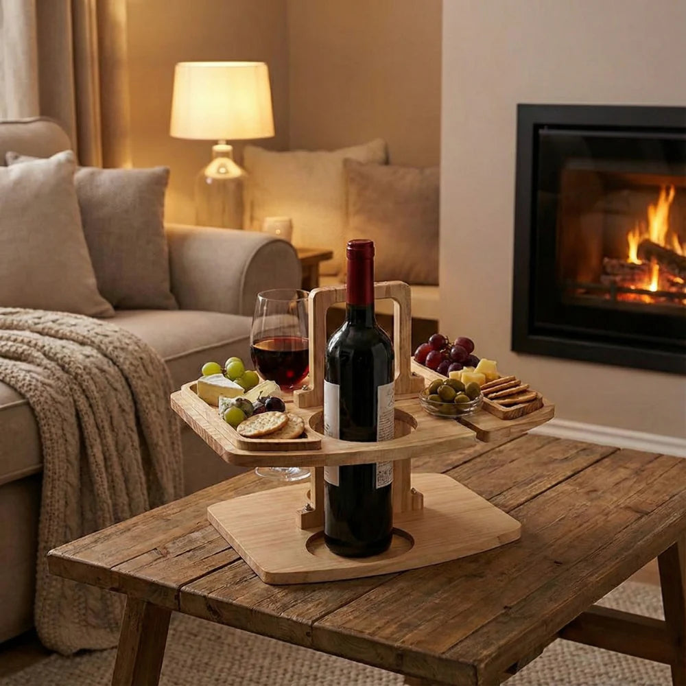 Draagbare Houten Wijntafel Voor Picknick En Wijnmomenten