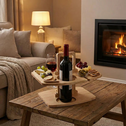 Draagbare Houten Wijntafel Voor Picknick En Wijnmomenten