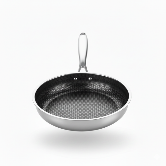 RVS Hapjespan 28 cm – Non-Stick Honingraatstructuur, Geschikt voor Inductie & Alle Warmtebronnen