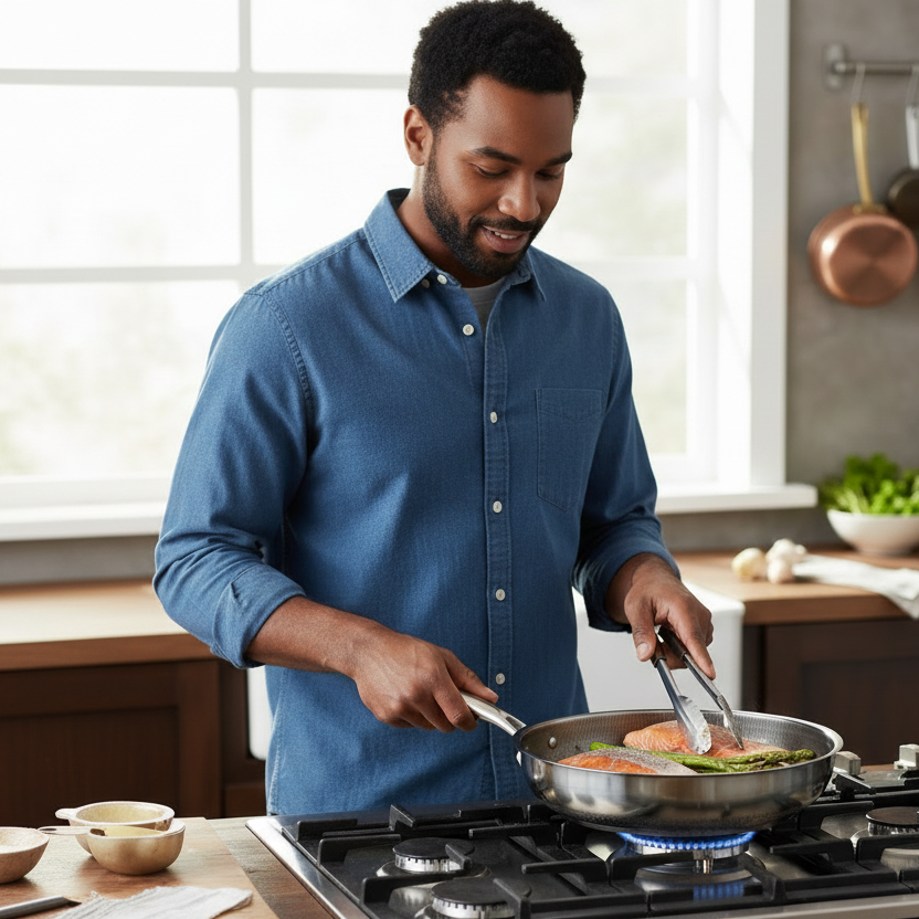 RVS Hapjespan 28 cm – Non-Stick Honingraatstructuur, Geschikt voor Inductie & Alle Warmtebronnen