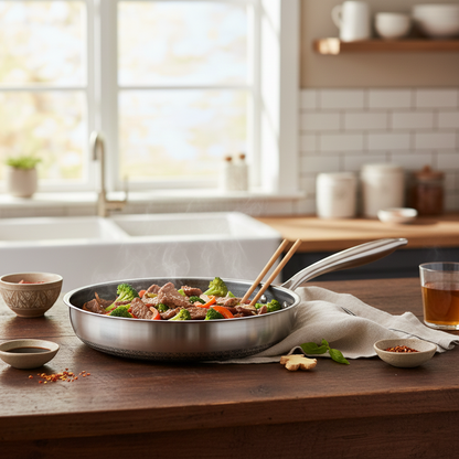 RVS Hapjespan 28 cm – Non-Stick Honingraatstructuur, Geschikt voor Inductie & Alle Warmtebronnen