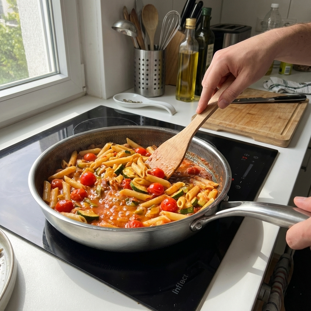 RVS Hapjespan 28 cm – Non-Stick Honingraatstructuur, Geschikt voor Inductie & Alle Warmtebronnen