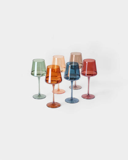 Handgeblazen Regenboog Wijnglazen Set Van 6 Luxe Gekleurd Glas
